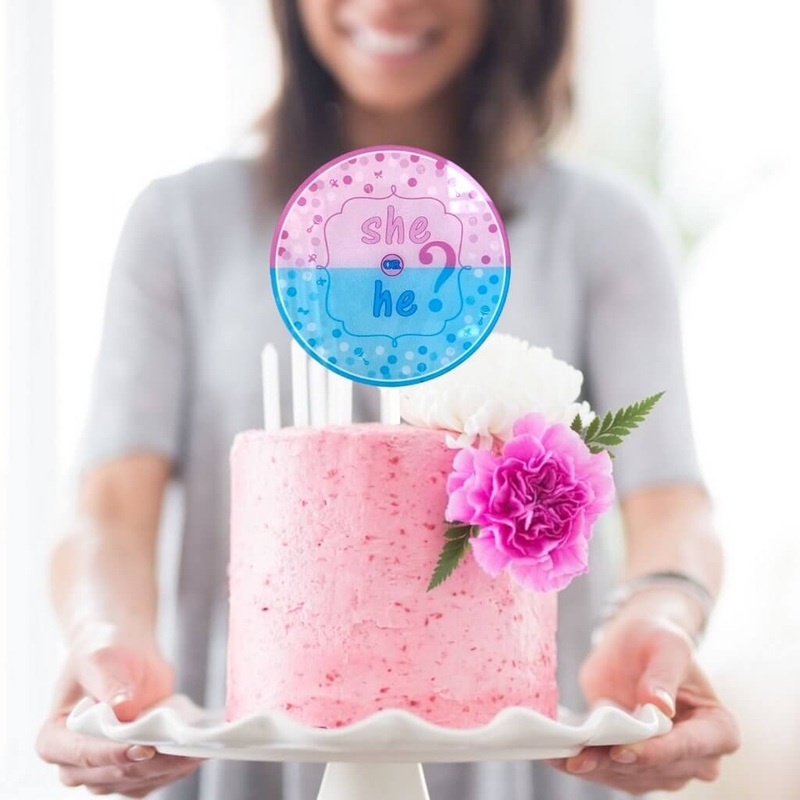 Acrylic 'She or He' Gender Reveal Cake Topper