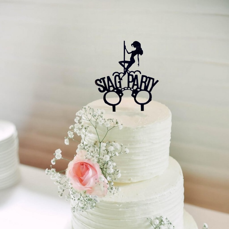 Black Acrylic Sexy Dancer Handcuffs Cake Topper
