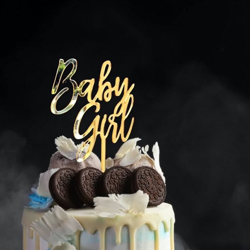 Gold Acrylic 'Baby Girl' Cake Topper