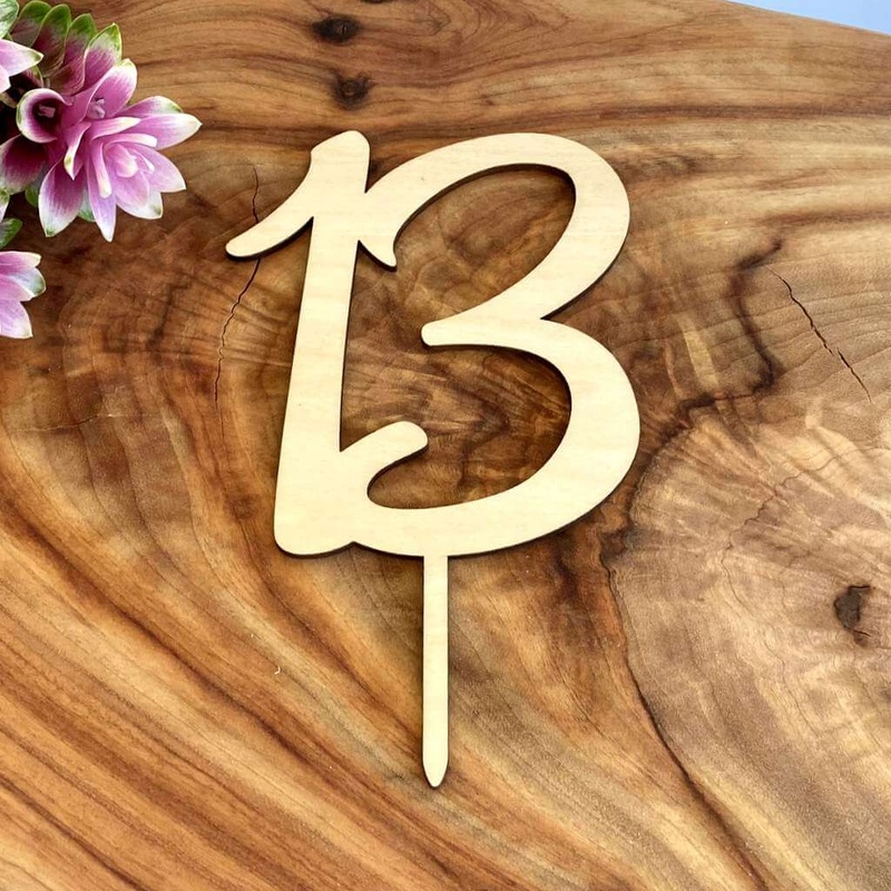 Wooden Age 13 Birthday Cake Topper