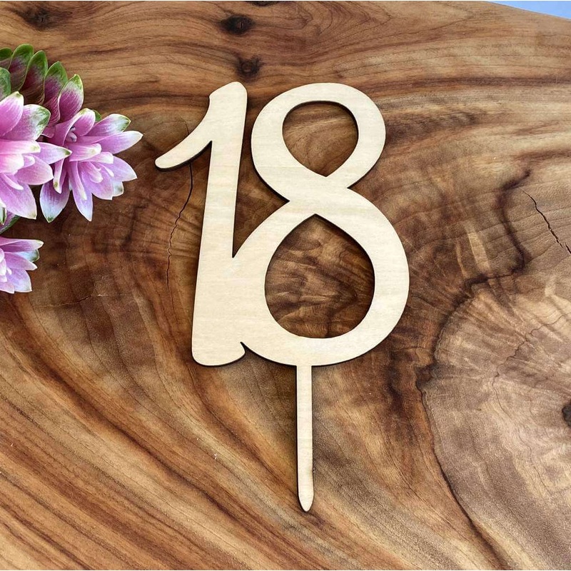 Wooden Age 18 Birthday Cake Topper