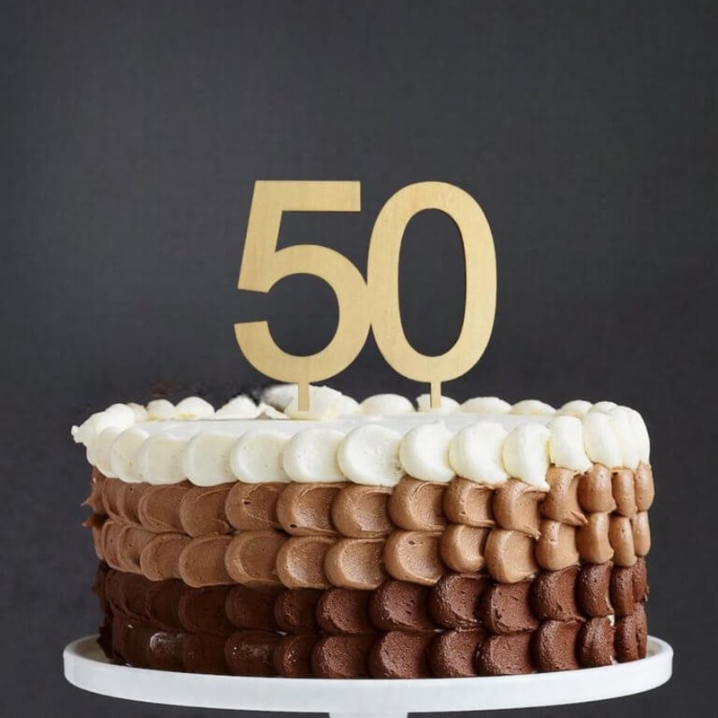 Wooden Age 50 Number Cake Topper