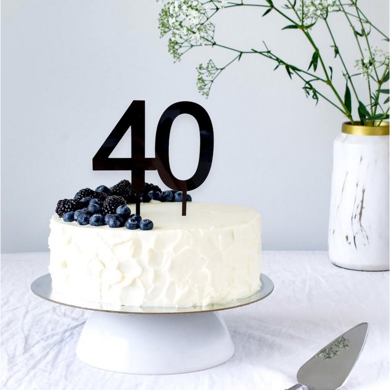 Acrylic Black Age 40 Cake Topper