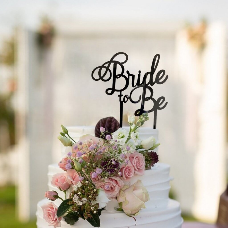 Acrylic Black 'Bride To Be' Cake Topper