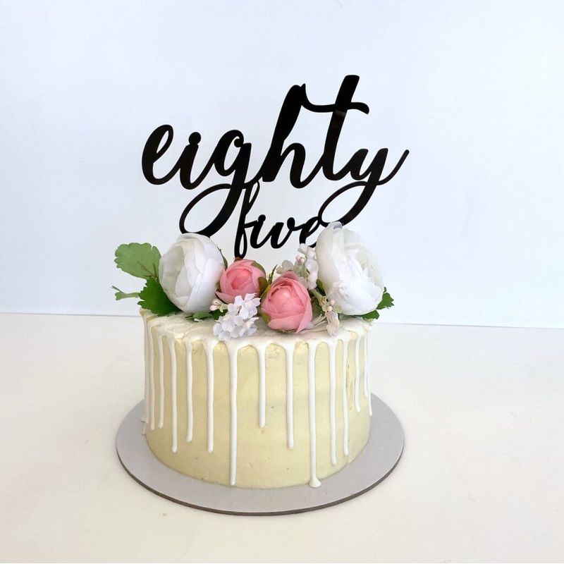 Acrylic Black 'eighty five' Birthday Cake Topper