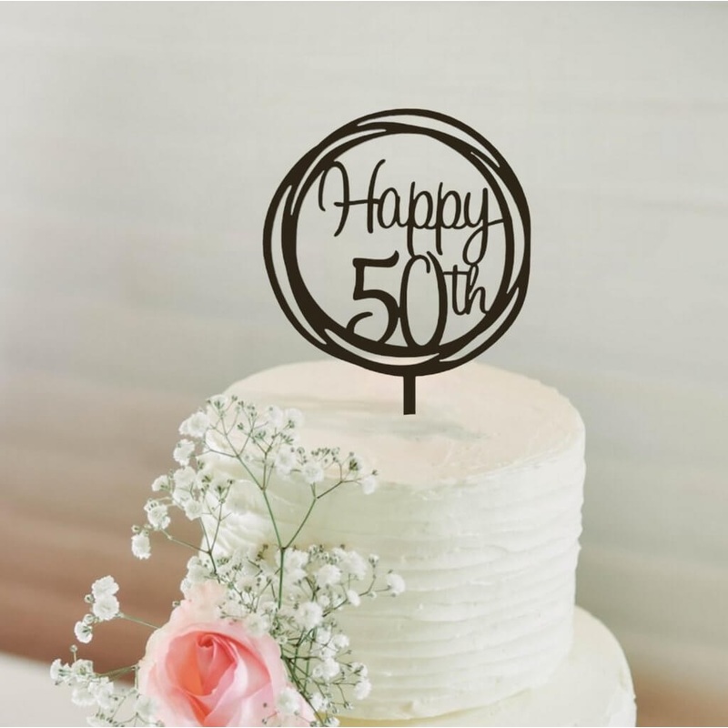 Acrylic Black 'Happy 50th' Cake Topper