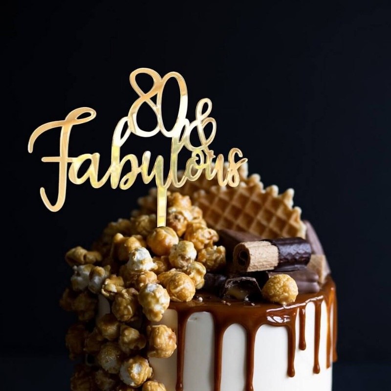 Acrylic Gold '80 & Fabulous' Cake Topper
