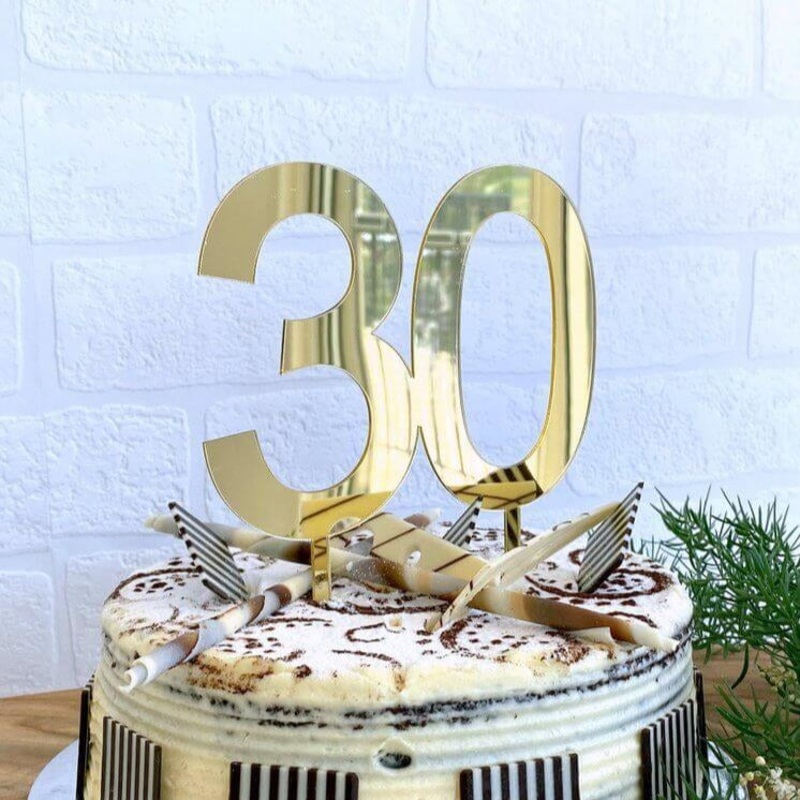 Acrylic Gold Age 30 Number Cake Topper
