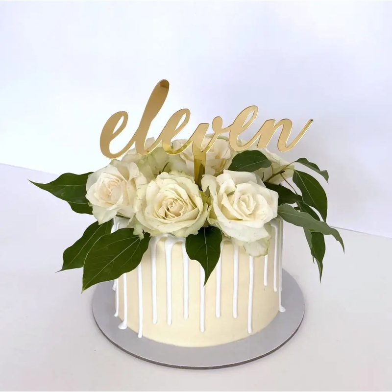 Acrylic Gold 'eleven' 11th Birthday Cake Topper