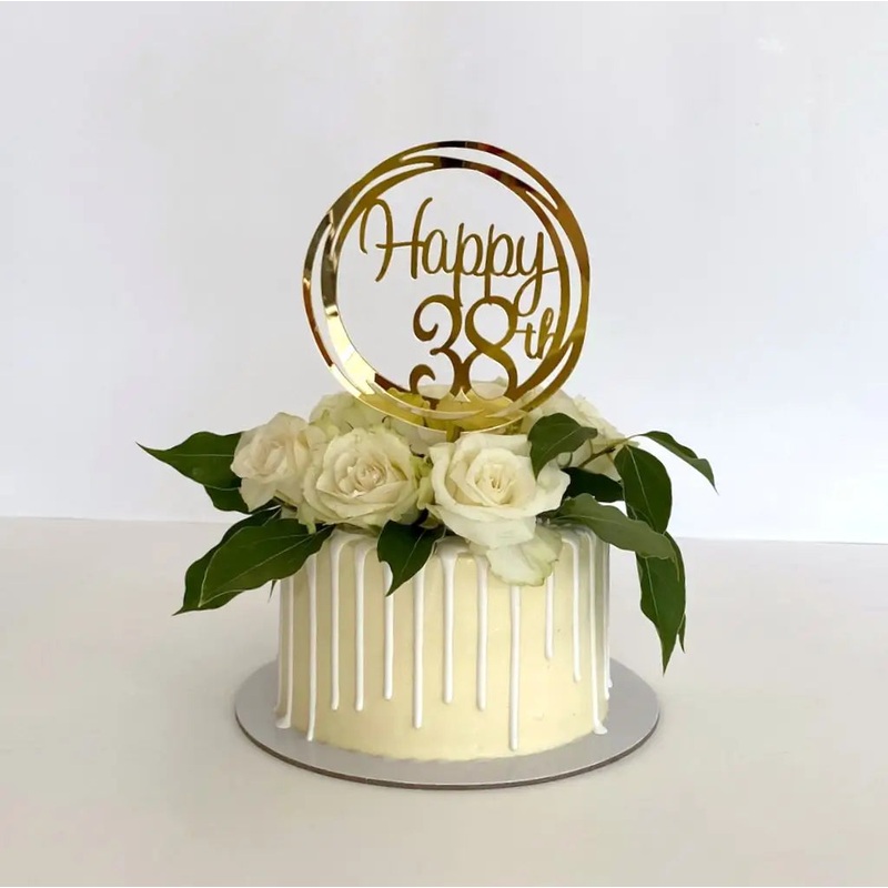 Acrylic Gold Geometric 'Happy 38th' Cake Topper