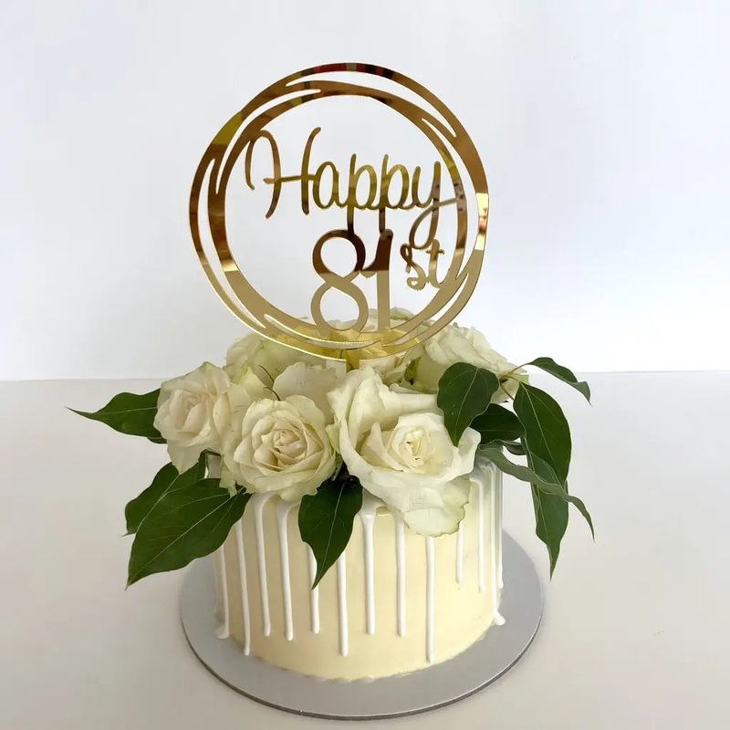 Acrylic Gold Geometric 'Happy 81st' Cake Topper