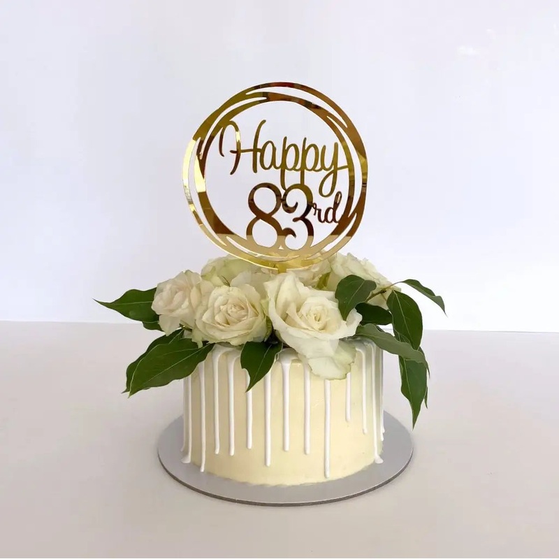 Acrylic Gold Geometric 'Happy 83rd' Cake Topper