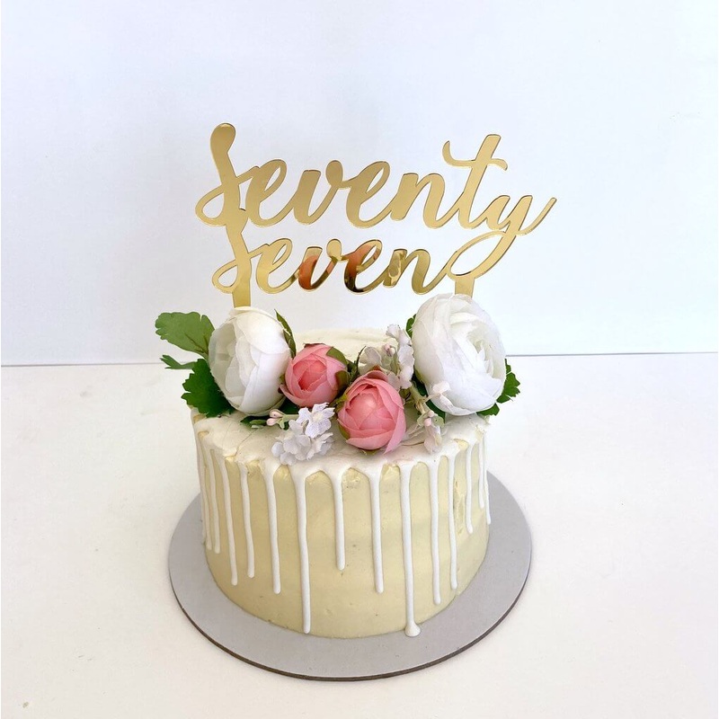 Acrylic Gold 'seventy seven' Birthday Cake Topper