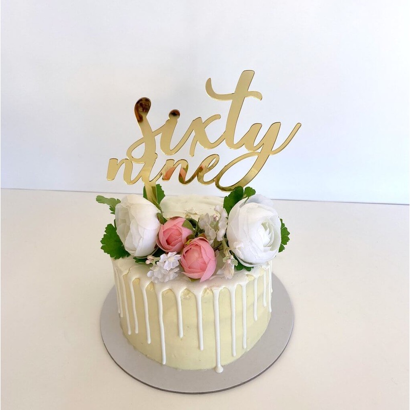 Acrylic Gold 'sixty nine' Birthday Cake Topper