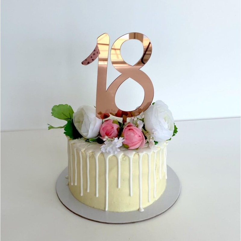 Acrylic Rose Gold Age 18 Cake Topper