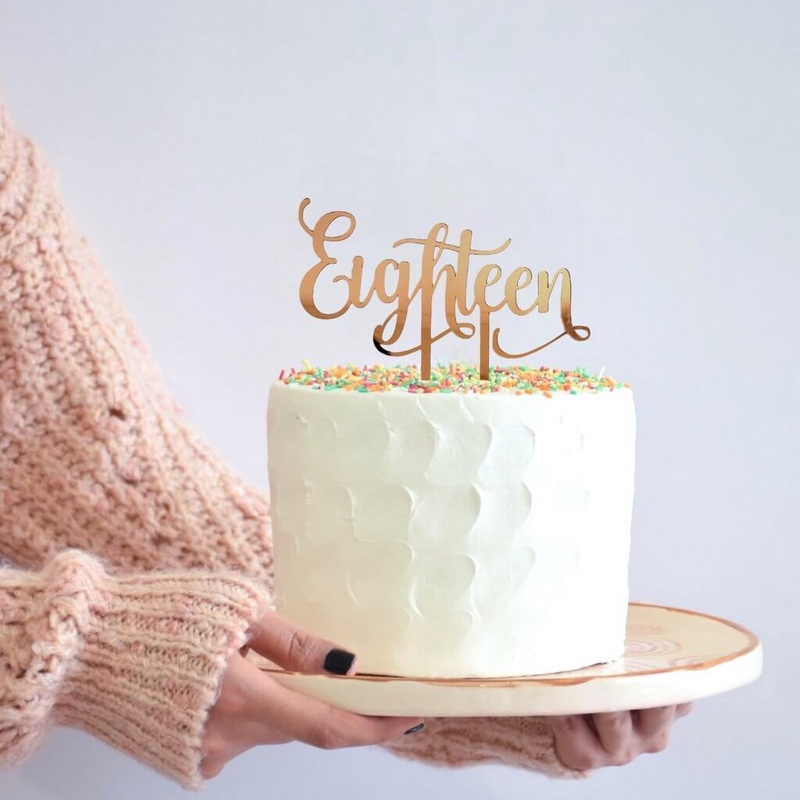 Acrylic Rose Gold 'Eighteen' Cake Topper