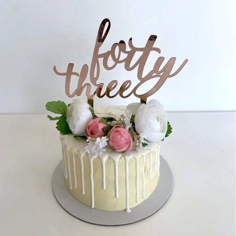Acrylic Rose Gold 'forty three' Cake Topper