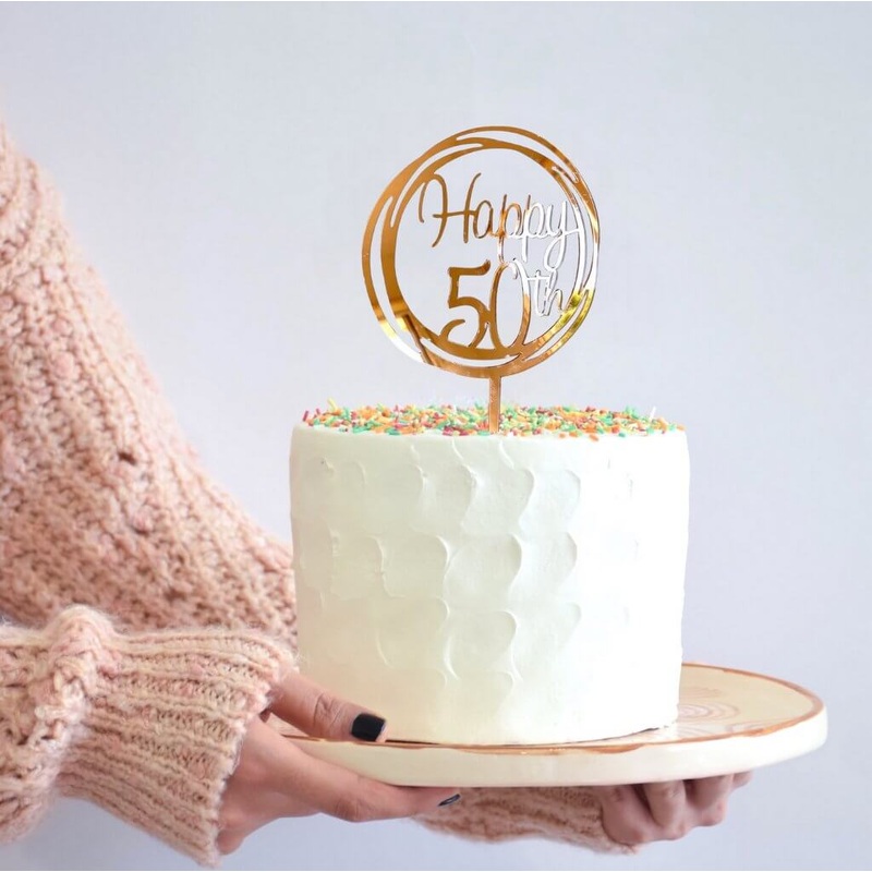 Acrylic Rose Gold 'Happy 50th' Cake Topper