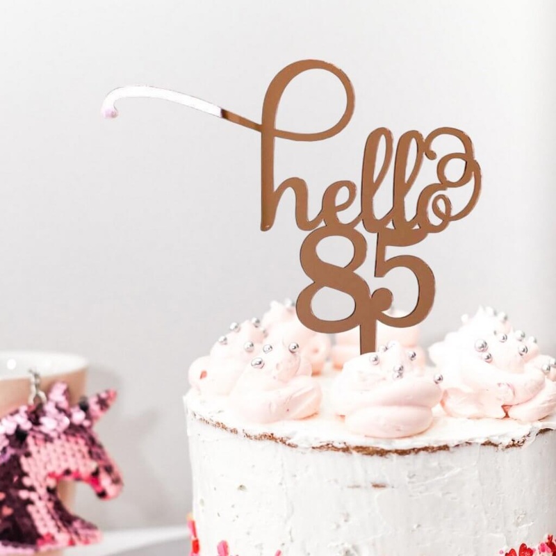 Acrylic Rose Gold 'Hello 85' Cake Topper
