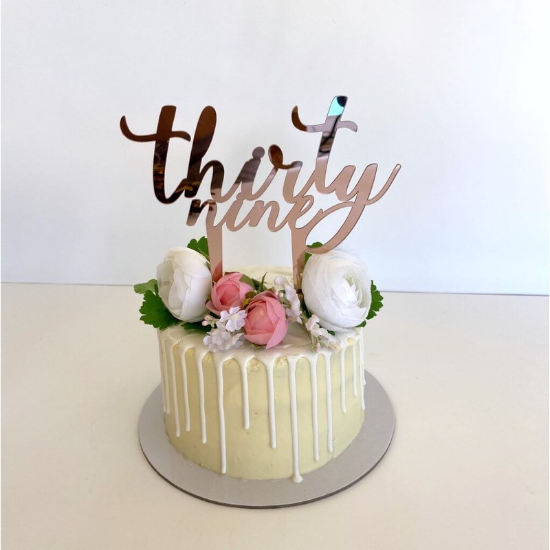 Acrylic Rose Gold 'thirty nine' Cake Topper