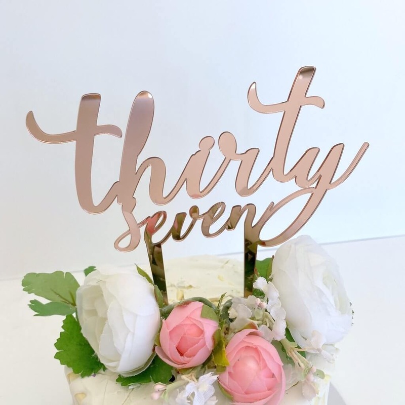 Acrylic Rose Gold 'thirty seven' Cake Topper