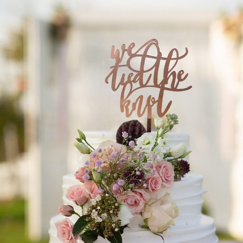 Acrylic Rose Gold 'We Tied The Knot' Cake Topper