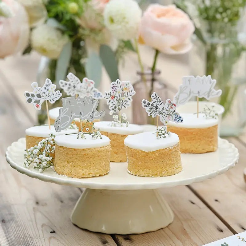 Floral Team Bride Hen Party Cupcake Toppers 12pk