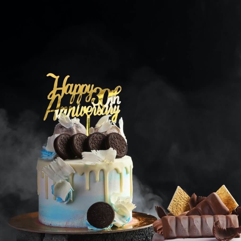 Gold Acrylic 'Happy 30th Anniversary' Cake Topper