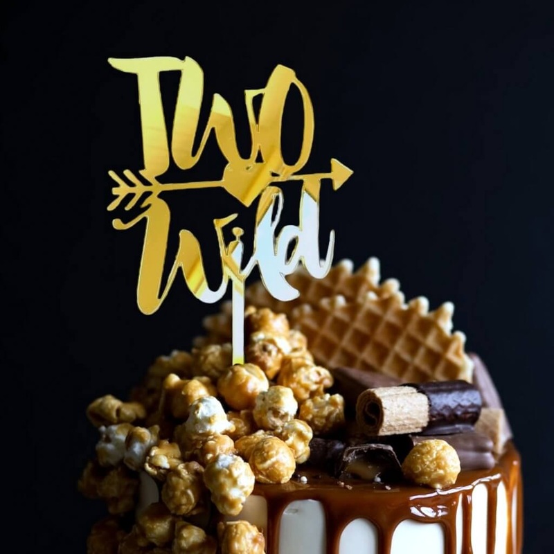 Gold Acrylic 'Two Wild' Arrow Cake Topper
