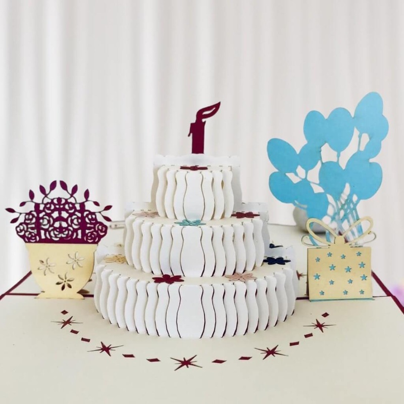 Handmade Birthday Cake Pop Up Card