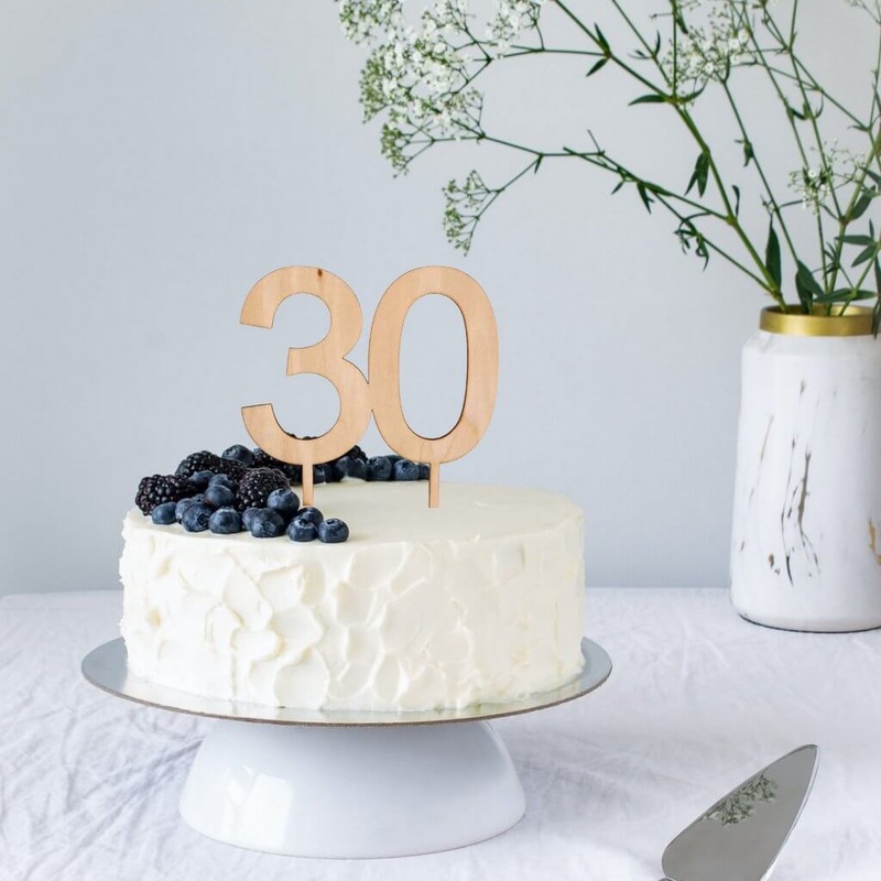 Wooden Age 30 Number Cake Topper