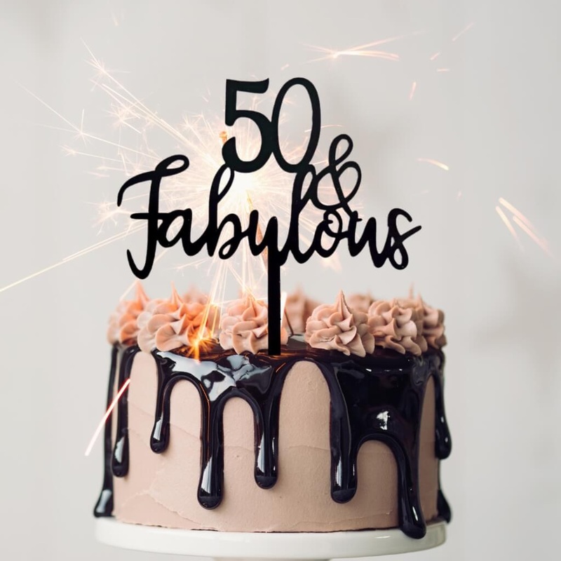 Acrylic Black '50 & Fabulous' Cake Topper