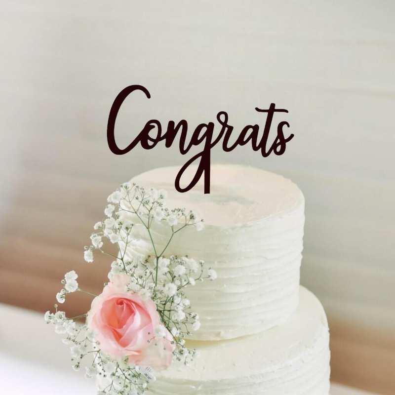 Acrylic Black 'Congrats' Cake Topper