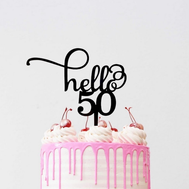 Acrylic Black 'Hello 50' Birthday Cake Topper