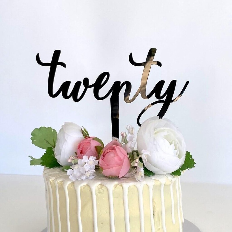 Acrylic Black 'Twenty' 20th Birthday Cake Topper