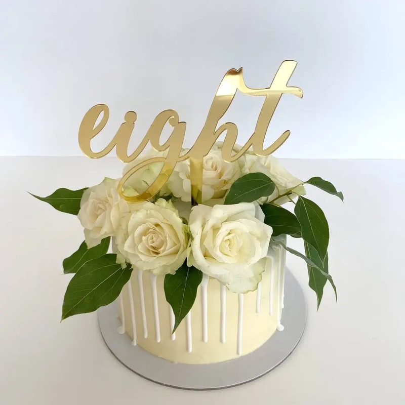 Acrylic Gold 'Eight' 8th Birthday Cake Topper