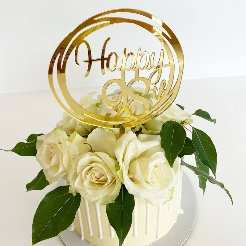 Acrylic Gold Geometric 'Happy 98th' Cake Topper