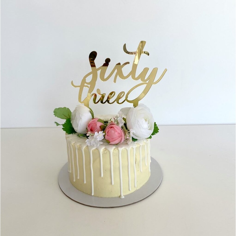 Acrylic Gold 'sixty three' Birthday Cake Topper