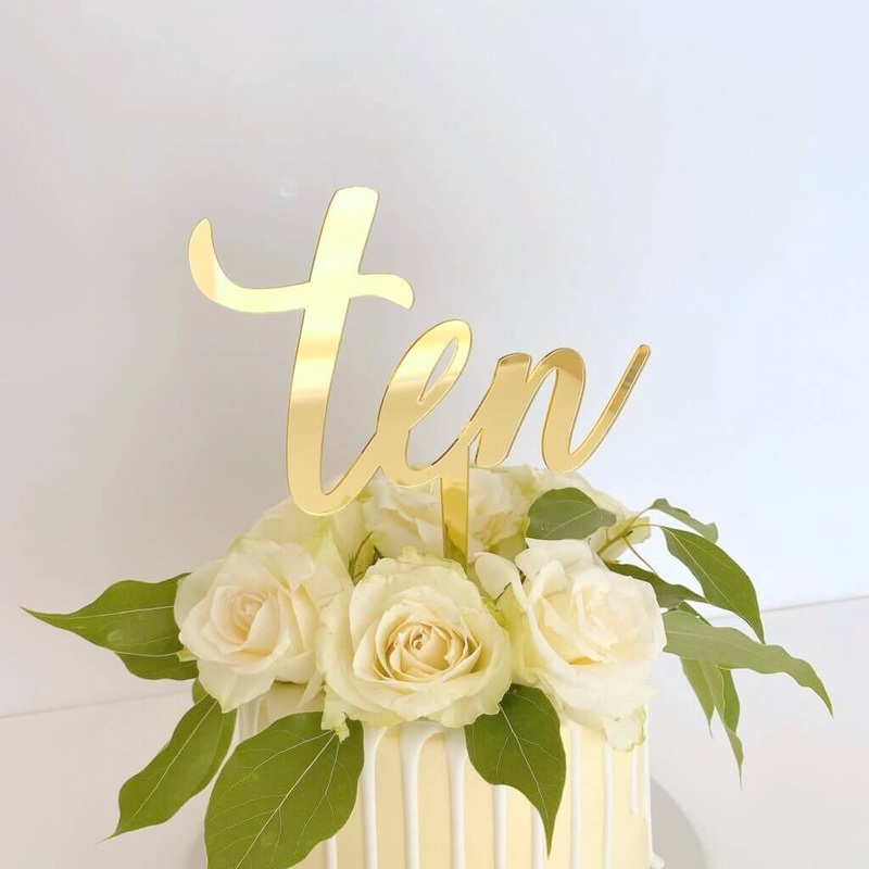 Acrylic Gold 'Ten' 10th Birthday Cake Topper