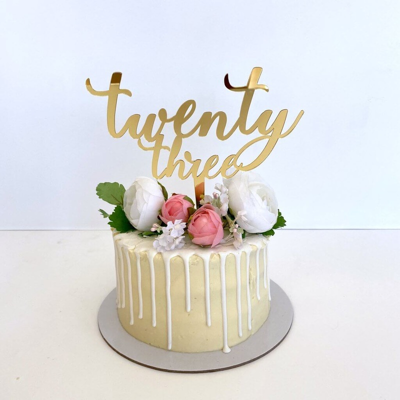 Acrylic Gold 'twenty three' Birthday Cake Topper