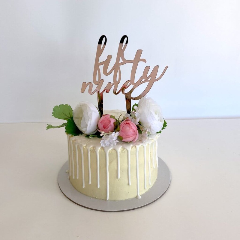 Acrylic Rose Gold 'fifty nine' Birthday Cake Topper