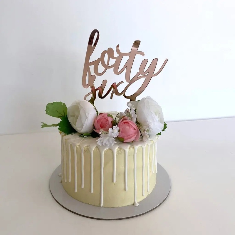 Acrylic Rose Gold 'forty six' Cake Topper