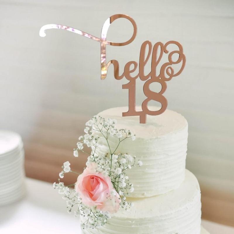 Acrylic Rose Gold 'Hello 18' Cake Topper