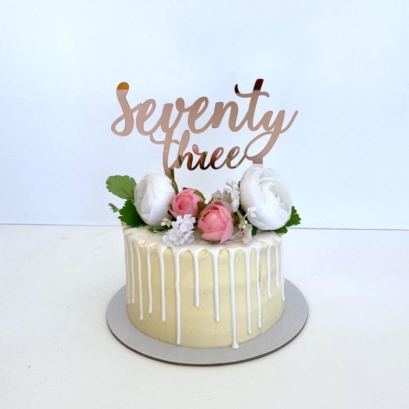 Acrylic Rose Gold 'seventy three' Cake Topper