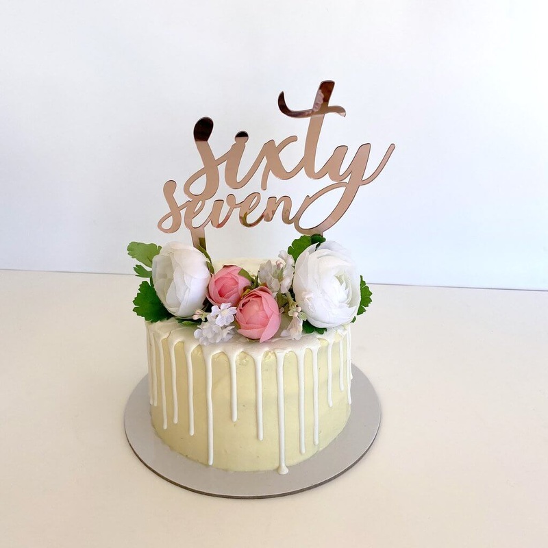 Acrylic Rose Gold 'sixty seven' Cake Topper