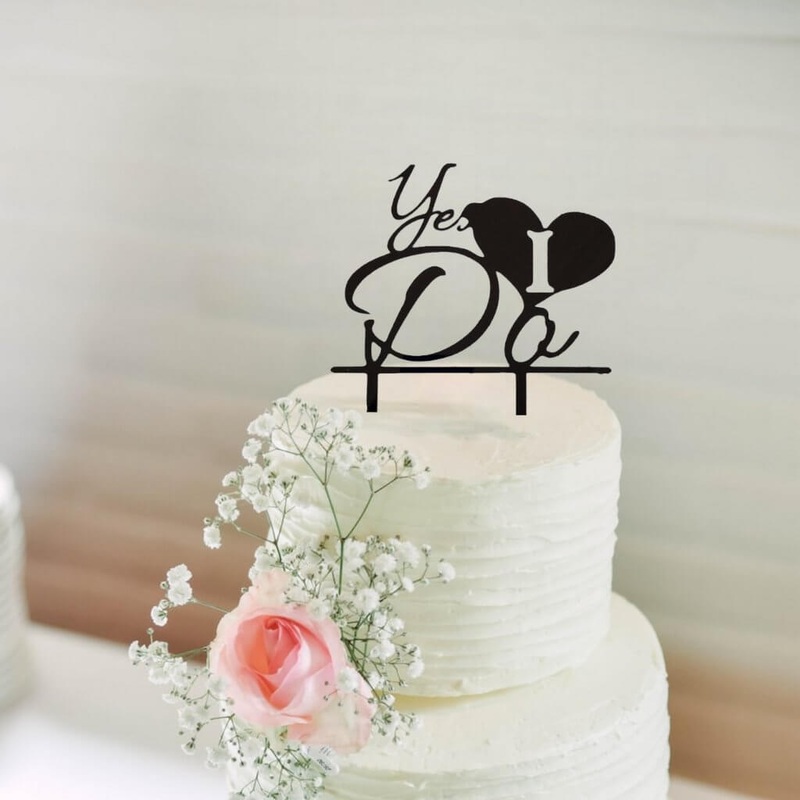 Black Acrylic 'Yes I Do' Wedding Cake Topper