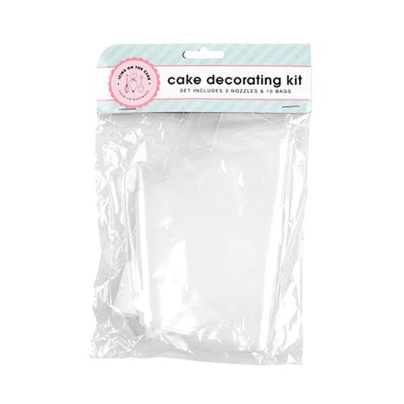Cake Decorating Kit Disposable Bag Pk10 with Nozzles Set of 3