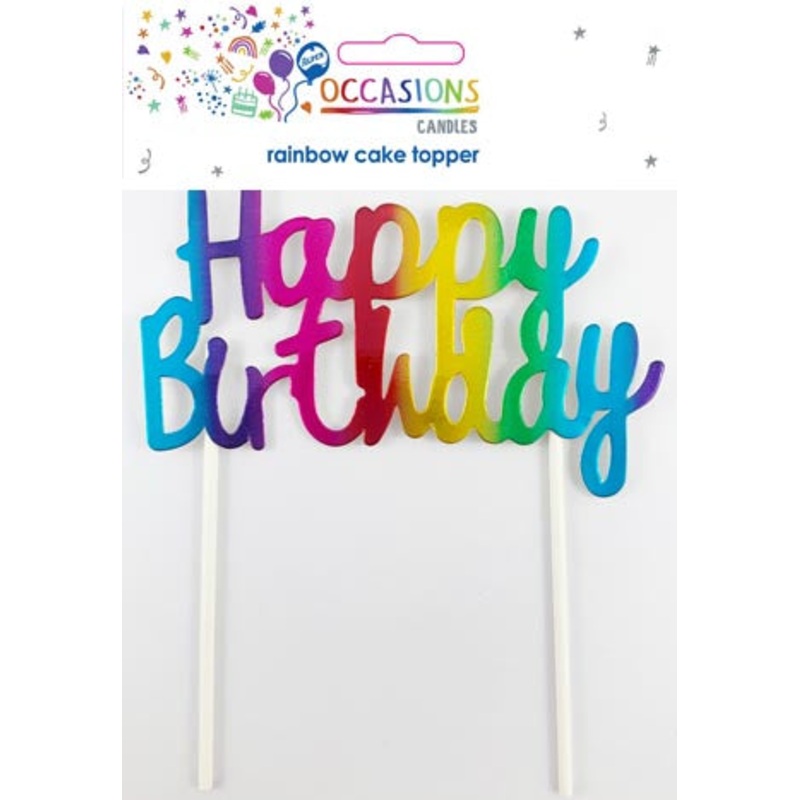 CAKE TOPPER Happy Birthday Metallic RAINBOW