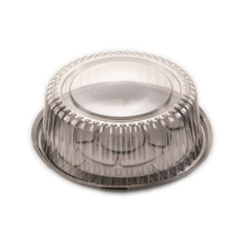 CLEAR CAKE CONTAINER DOME LID AND BLACK BASE SMALL 50pk