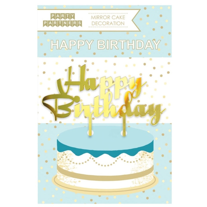 Gold Happy Birthday Cake Topper